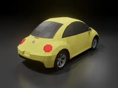 Volkswagen Beetle 2000 3D low poly model Low-poly 3D model