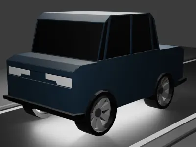 Low Poly car with engine and suspension Low-poly 3D model