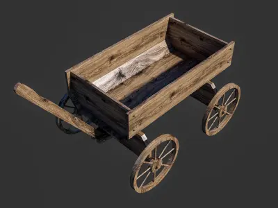 Old wooden cart Free 3D model