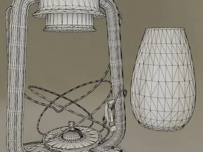 Kerosene lamp Low-poly 3D model