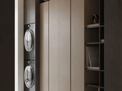 modern living room and dining room interior scenes  3D model