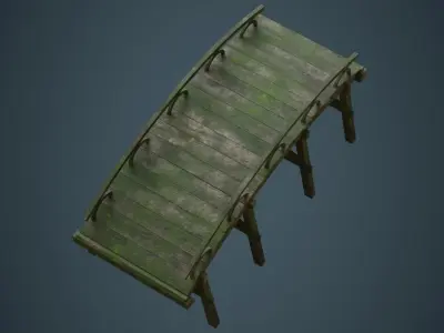 Plank Bridge 1C Low-poly 3D model