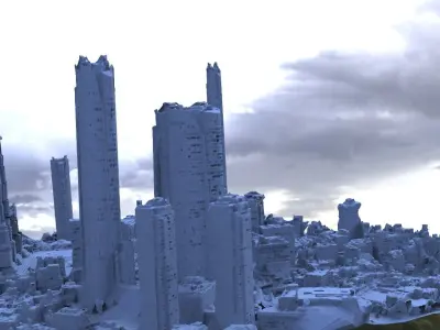 Sci Fi City With Tall Towers 3D model