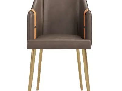 Mid Century Upholstered PU Leather Dining Chair 3D model