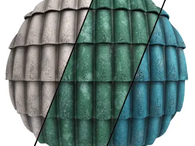 Roof Tile Materials 7- By 3 color Pbr By Sbsar 4k Low-poly 3D model
