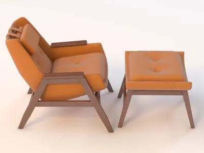 Adrian Pearsall Lounge Chair with Ottoman 3D model