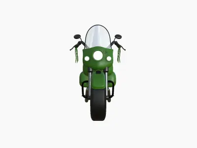 Motorcycle Cartoon B05 Green Army - Custom Vehicle Design Low-poly 3D model