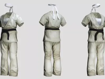 Combat Sports Attire- Realistic Martial Arts Clothing Low-poly 3D model