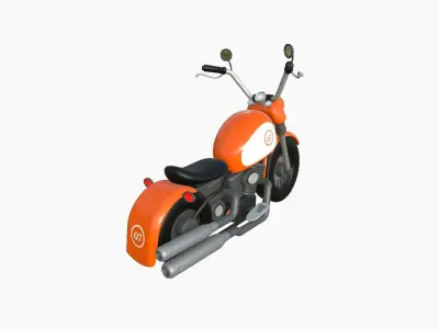 Motorcycle Cartoon A06 Orange Racing - Custom Vehicle Design Low-poly 3D model
