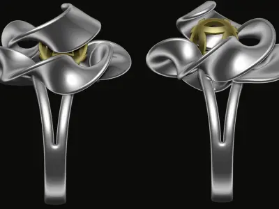 Stylized Flower Ring 3D print model