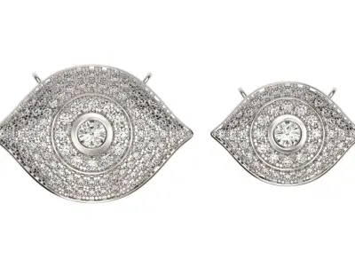 Diamond eye gold pendant 3d print model Sterling silver necklace 3D print model