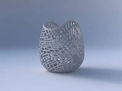 Bowl compressed and twisted with twisted lattice tiles 3D print model