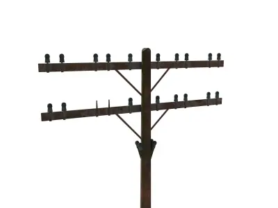 Electricity Pole 9 Weathered Low-poly 3D model