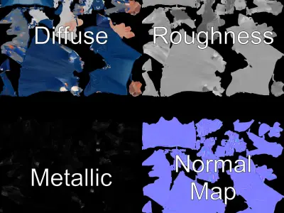 Celestial Sorceress with Silver Hair in Flowing Blue Gown Low-poly 3D model