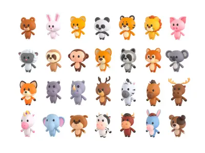 Pack008 Cartoon Animal Pack 1 3D model