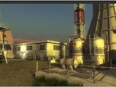 Industrial Buildings 4 Low-poly 3D model