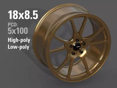 Konig Freeform 18x8 PCD 5x100 Rim Low-poly 3D model