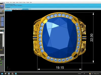 Luxury Oval Halo Gemstone Ring for Men  4932 3D print model