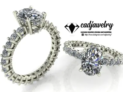 Ring diamond engagement gold 3D print model