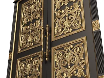 Carved Door Classic 01001 Black Low-poly 3D model