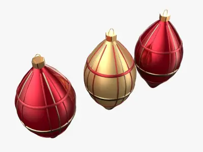 Christmas Tree Ornament Set6 - Red Yellow 3D model