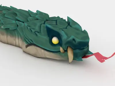 Snake Rigged and Animated Low-poly 3D model