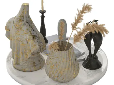 Decorative set bust with gold paint 3D model