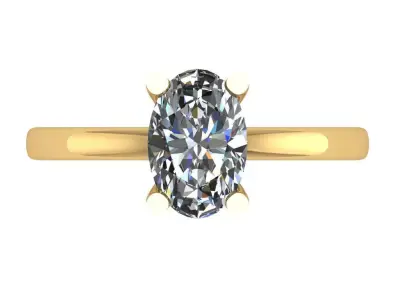 Oval under halo solitare ring  3D print model