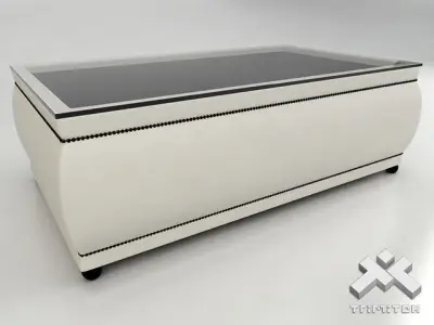 Classic coffee table with glass top 3D model