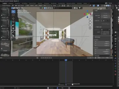 Blender Scene Stylish Living Room and Kitchen 3D model