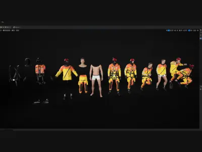 Man - Rescue Swimmer - Modular - Rigged Low-poly 3D model