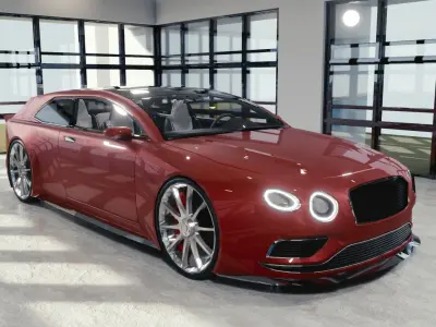 BLENDER EEVEE Brandless Mid Size 2 door shooting brake Low-poly 3D model