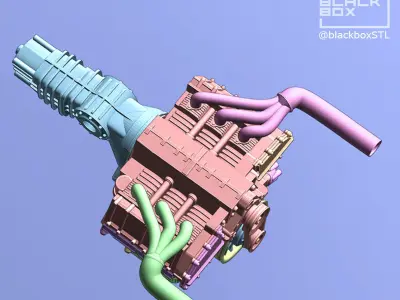 Flat six ENGINE 1-24th for modelkits and diecast 3D print model