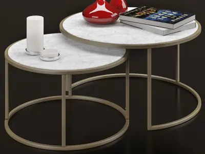 Table two coffee tables with vase on top 3D model