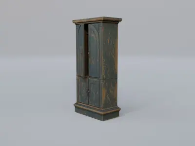 Wardrobe tall wooden cabinet Free low-poly 3D model