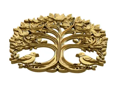 decor set wall panel wall tree  relief mural CNC 44 3D model