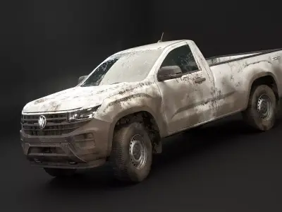 VW Amarok 2024 Base Single Cab Dirt and Mud Low-poly 3D model