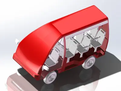 minibus mini bus with four seats 3D model