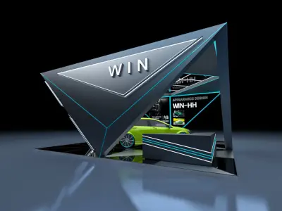 exhibition booth with car in it 3D model