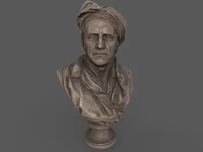 Bust of Nicolas Coustou  Low-poly 3D model