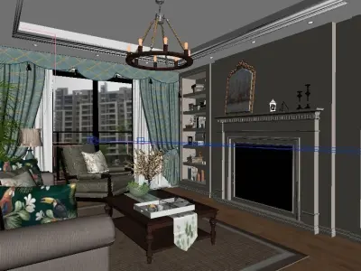 Modern American Style Living Room Low-poly 3D model