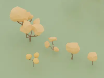 Tree set Low-poly 3D model polygon pack Low-poly 3D model