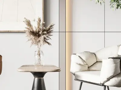 coffee combination table Nordic chair 3D model