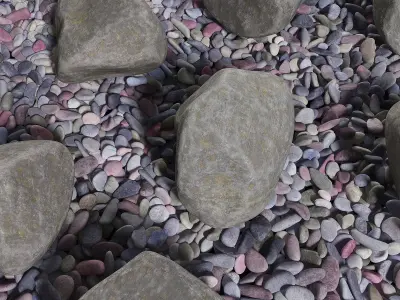 Square pebble stone street decor  3D model