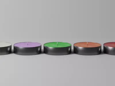 Tealight set candle Low-poly 3D model
