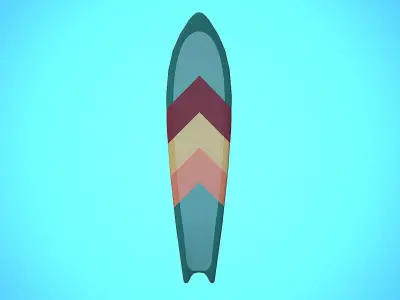 SURF BOARD 09 CARTOON STYLIZED Low-poly 3D model