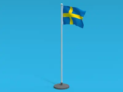 Low Poly Seamless Animated Sweden Flag Low-poly 3D model