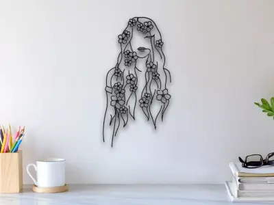 Flower Hair Wall Art 3D print model