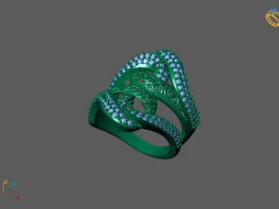 STL 3DM Women Ring Womens Ring Diamonds With Stone Model 3D print model