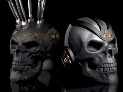 2-Pack- 30 Percent- Skulls Knife Block -Skull Celtic-Headphone 3D print model